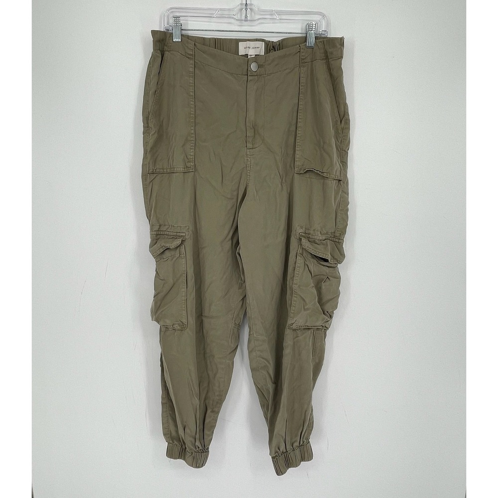 Dear John Women's Olive Green Tencel Cargo Utility Jogger Pants Size XL